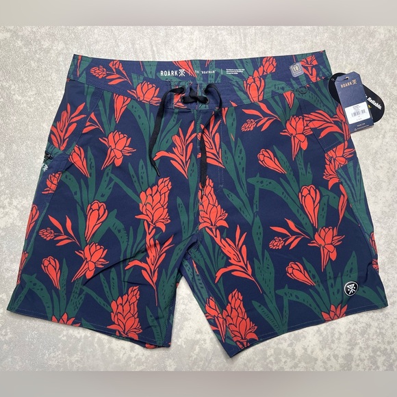 ROARK MENS 18” BOATMAN BOARDSHORTS FOREST SZ 34 NWT $79 - Picture 1 of 6